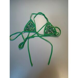 Hot & Delicious Apple Green Jeweled Embellished‎ Bikini Top - Size M
